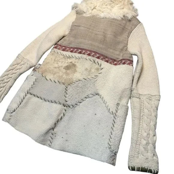 Nigel Preston Lambskin & Wool Knit Patchwork Artisan Jacket Size Small NWT